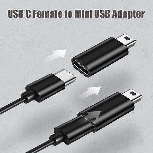 TFAK 4Pack Cam,MP3 USBC to Mini USB Adapter, USB Mini to Usbc Adapter Supports Charge & Data Sync Compatible