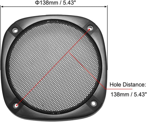 uxcell Speaker Grill Cover 5 Inch, 138mm Mesh Decorative Square Subwoofer Guard Protector, Black