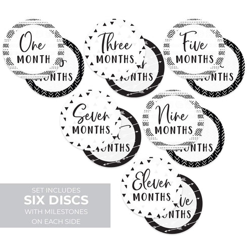 Baby Milestone Signs, Black and White Monthly Milestones, Geometric Infant Photo Prop for Newborns