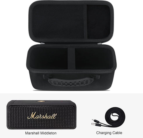 Carrying Case for Marshall Middleton Portable Bluetooth Speaker, Wireless Speaker Travel Protective Bag Storage Cover, Extra Mesh Pocket Fits Charging Cable, Black