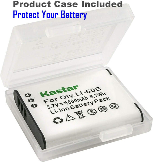 Kastar 4-Pack Battery and LTD2 USB Charger for Olympus Li-50B Panasonic VW-VBX090 Pentax D-Li92 Battery