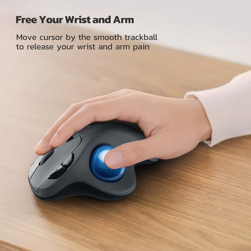Nulea Wireless Trackball Mouse, Rechargeable Ergonomic, Easy Thumb Control, Precise & Smooth Tracking, 3 Device Connection (Bluetooth or USB), Compatible for PC, Laptop, iPad, Mac, Windows, Android