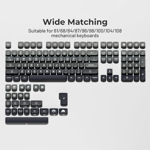 HITIME XVX PBT Keycaps-MOA Set, 132 Keys Custom Keycaps for 60 65 75 100 Percent Cherry Gateron MX Switches, Gray