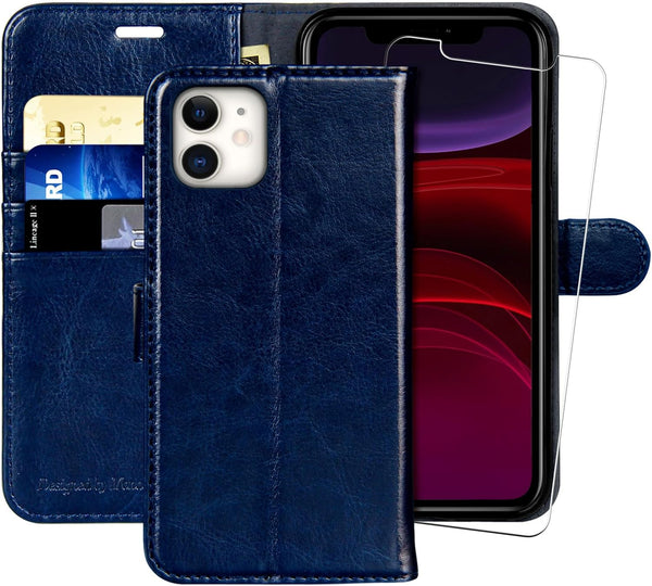 MONASAY Wallet Case Compatible for iPhone 11, 6.1-inch, Flip Folio Leather Cover with Credit Card Holder, Blue