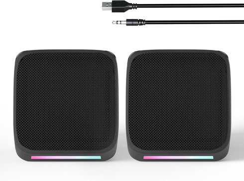 Computer Speakers for Desktop PC, USB Powered Small Speakers, 3.5mm Aux for Laptop, Tablet, Phone
