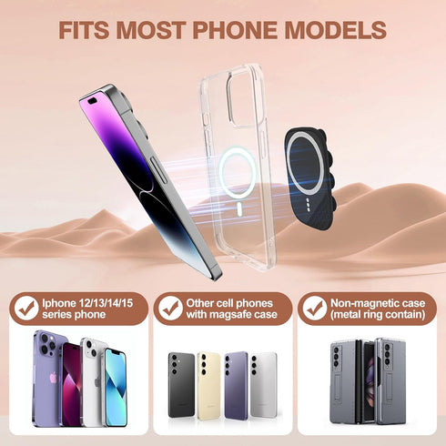 Magnetic Suction Phone Holder for MagSafe, Anti-Slip Hands-Free Holder, Compatible with iPhone MagSafe Phone Case,