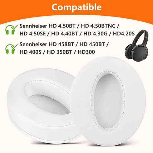 Replacement Ear Pads for Sennheiser HD 4.50BT/HD 4.50BTNC/HD 4.50SE/HD 4.40BT/HD 4.30G/HD 4.20S - White