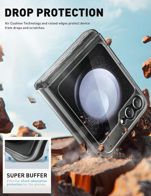 i-Blason Cosmo Case for Samsung Galaxy Z Flip 6 - Built-in Front Screen Protector, Hinge Protection, Slim Clear