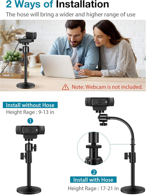 InnoGear Webcam Stand for Desk, Gooseneck Arm Mount for Logitech Webcam & Phone, Right Light, GoPro