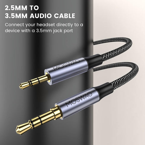 MOSWAG 3.5mm to 2.5mm Male Audio Cable Compatible with Bose 700 QuietComfort QC45 QC35II QC35 QC25 Noise Cancelling Headphones, JBL E45BT E55BT E65BTNC Bluetooth Earphone