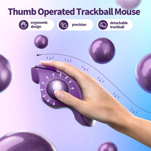seenda Wireless Trackball Mouse, Ergonomic Bluetooth Mouse, Rechargeable Multi Devices Connection for