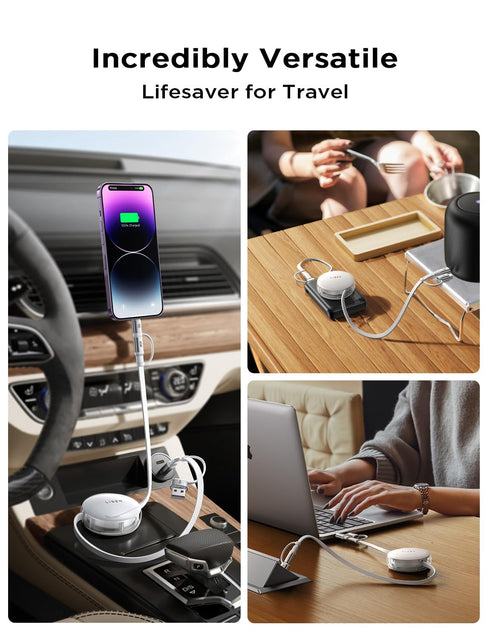 LISEN 5-in-1 Retractable Charging Cable - 60W USB-C/A for iPhone, iPad, Samsung, and more. Fast charge your devices!