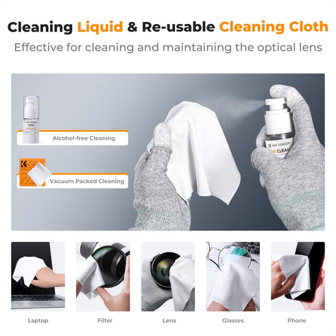 K&F Concept Professional Camera Cleaning Kit - Sensor Cleaner, Lens Brush, Air Blower, Carry Case for DSLR & Mirrorless