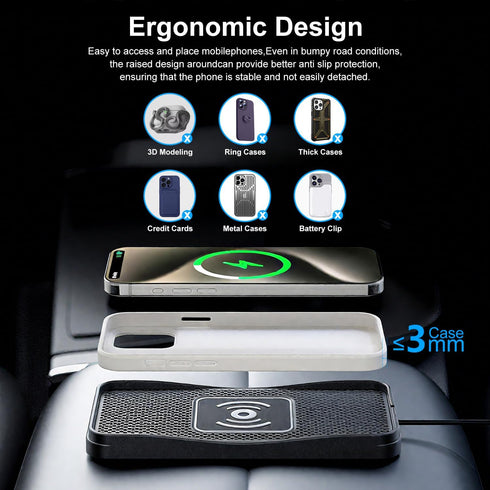 Gumnay 15W 17/16/15/14/13/12, Car Wireless Charger Pad, Fast Wireless Car Charger, Non-Slip Wireless Phone Charger Car