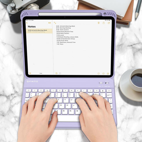 Fintie Keyboard Case for iPad Air 11-inch M2 (2024), Detachable Bluetooth Keyboard, Soft TPU Back Cover, Lilac Purple