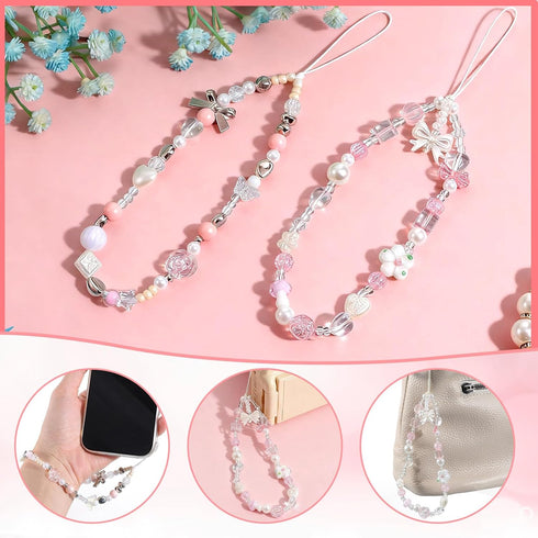 XLIUAX 2 Pack Beaded Camera Wrist Straps, Phone Charm Wristlet Lanyards for Purse Bag Car Key Keychain Accessories