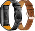 Leather Bands for Fitbit Charge 4/3, Replacement Wristband Straps for Men and Women, Black + Frosted Brown