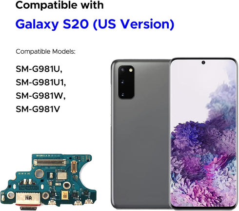 Charging Port Replacement Kit Compatible with Galaxy S20 5G US Version, SM-G981U, SM-G981U1, SM-G981W, SM-G981V Dock Board USB-C Connector, with Instruction Manual, Toolkit