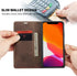 SINIANL iPhone 11 Pro Max Leather Case - Folding Flip Case with Kickstand, Credit Card Slot, Magnetic Closure - Coffee