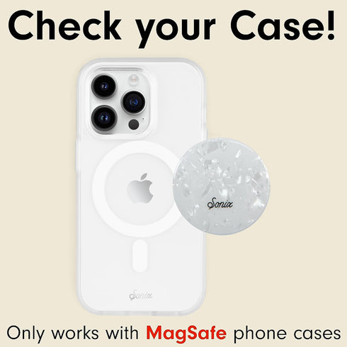 Sonix MagLink Snap Grip | Magnetic Phone Grip Holder and Collapsible Kickstand | Compatible with MagSafe | White Pearl