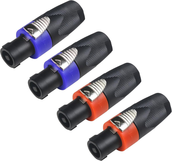 4Pack Speakon Connector for Nl4fx Speakon Plug Connectors, 4 Pin Female to Nl4fc Male Converter