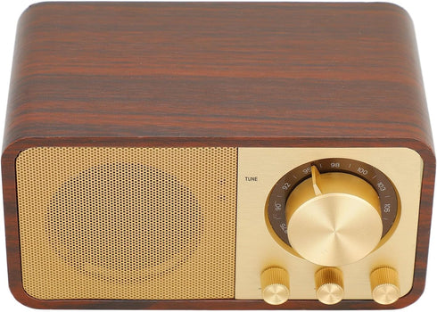 Yunseity Retro Wood Bluetooth Radio, Portable Speaker with Built-in Speakers, Vintage Design for Cafes, Restaurants