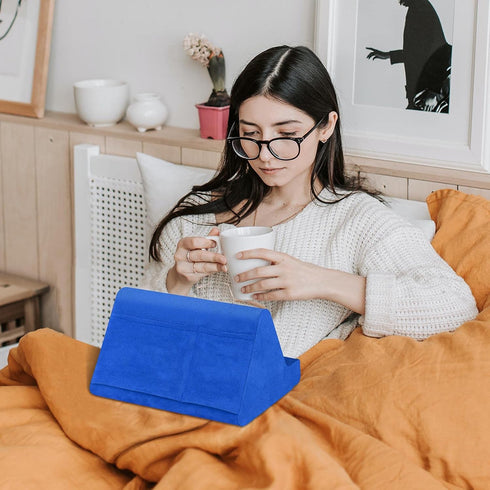 Soft Tablet Stand Pillow with Pocket, Adjustable 3 Viewing Angle, Lazy Holder for Bed Sofa, Compatible with iPads