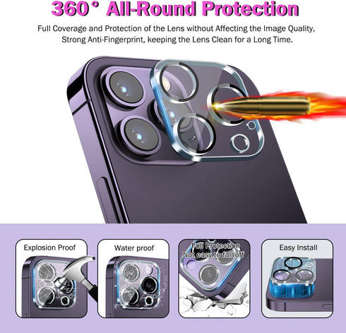 QHOHQ 3 Pack Screen Protector for iPhone 14 Pro Max 6.7 Inch, 9H Hardness, Ultra HD, Scratch Resistant