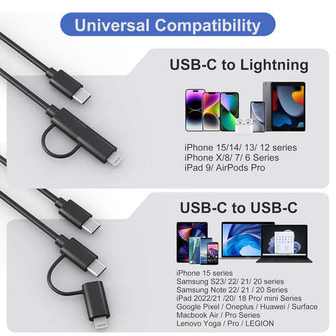 Coiled USB C Cable PD 27W/60W Fast Charging for iPhone 15, MFi Certified, 2-in-1 Apple Car Play & Android Auto