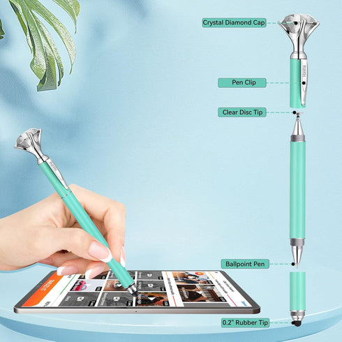 Big Diamond Multi-Tips Stylus Pen for Touch Screens, Universal Capacitive Stylus for iPad, iPhone, and All Tablets &