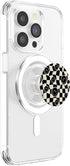 PopSockets PopGrip for MagSafe - Cute Retro Twisted Swirl Black Happy Smiling Face Checkered