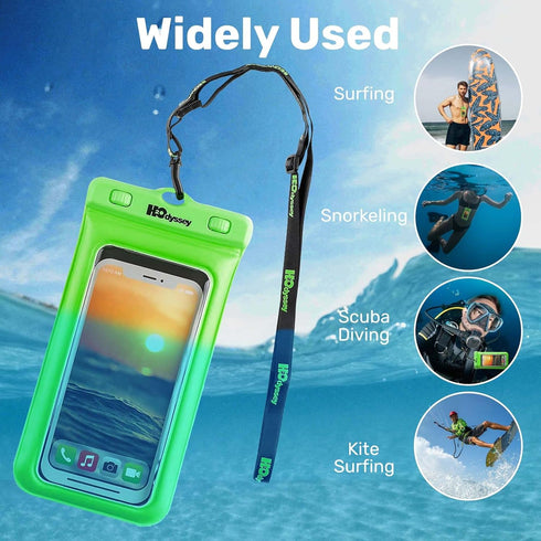 Waterproof Phone Case and Lanyard - Excellent Waterproof Protection - Floats in The Water Green