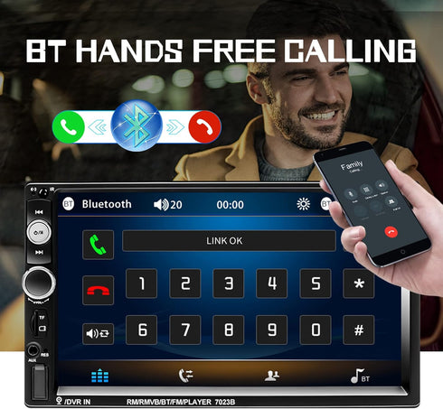 Double Din Car Stereo, 7" Touch Screen 2 Din Car Radio with Bluetooth FM, MP5 Player with USB/SD/AUX Input