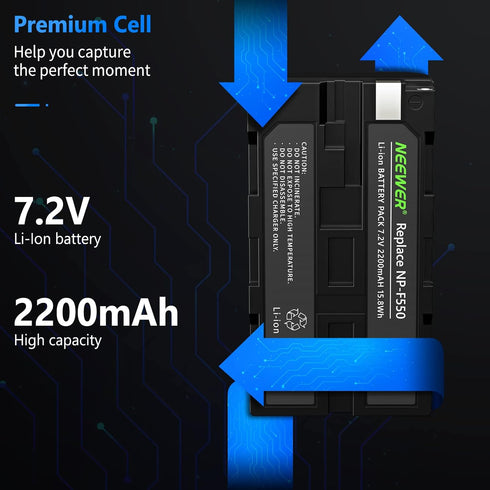 Neewer Rechargeable Li-ion Battery Replacement for Sony NP-F550/570 - Compatible with Field Monitor