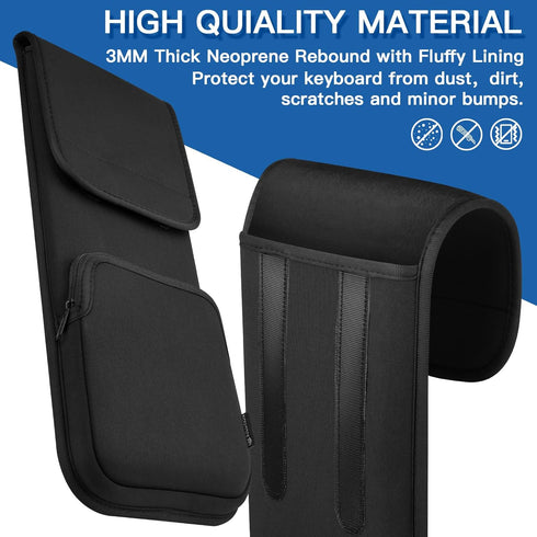 Keyboard Sleeve Travel Case for Wireless Slim Keyboards (up to 17.7 Inches), Neoprene Protective Case with Mouse Pocket