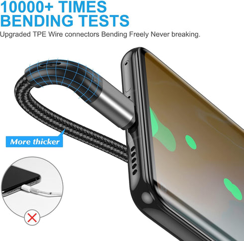 USB Type C Cable Fast Charging,3pack 10ft Premium Nylon Braided 3A Rapid Charger Quick Cord,Type C to A Cable Compatible for Samsung Galaxy S21 S20 S10 S9 S8 Plus,Note 20 10 9 8, LG V50 V40 G8 G7 by HALIHALL