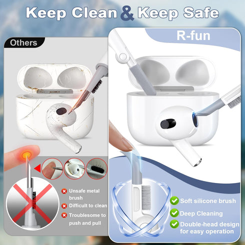 R-fun Compatible with AirPods 3 Case Cover, Silicone Protective Skin with Keychain for Apple AirPod 3rd Generation 2021