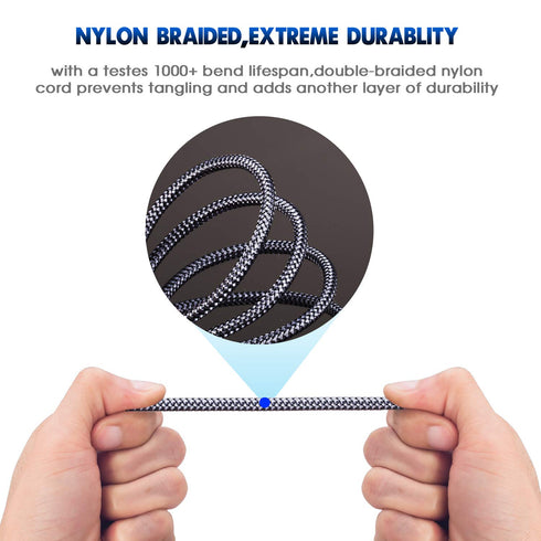 3.5mm 3Ft, (3Ft/1M, Tan QY Nylon Braided Aux Cable Audio Auxiliary Input Adapter Male to Male Cord for Headphones, Car