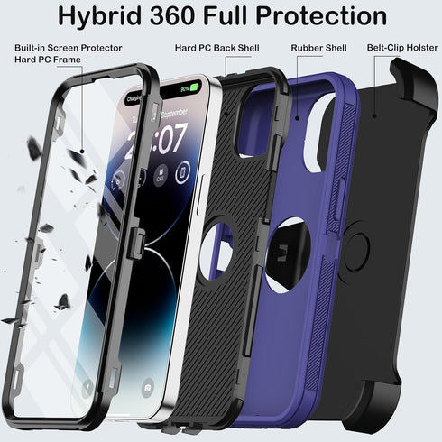 Shop iPhone 14 Pro Max Case - Heavy Duty Shockproof, Military-Grade, with Belt Clip, Kickstand & Built-in Screen