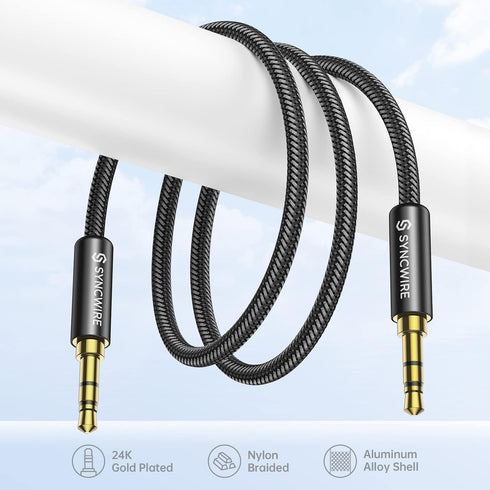 3.5mm (9.8ft/3m) SYNCWIRE Aux Cable Hi-Fi Sound Nylon Braided Auxiliary Audio Cable Adapter Male to Male AUX Cord