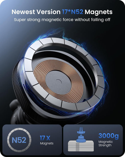 OQTIQ MagSafe Car Charger, Magnetic Wireless Car Charger, Compatible with iPhone 15 14 13 12 Series, 15W Fast Charging