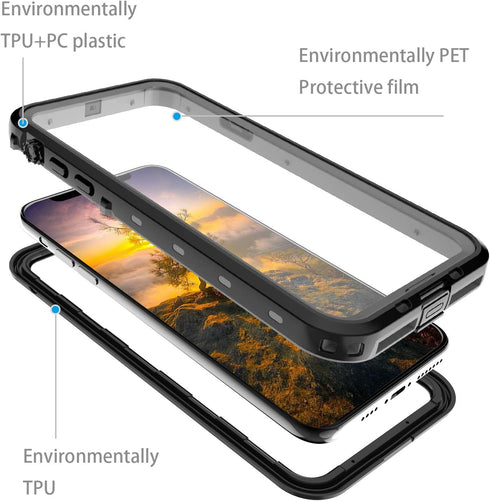 Waterproof iPhone 11 Pro Max Case, Full Body Bumper Rugged Protection with Built-in Screen, Black