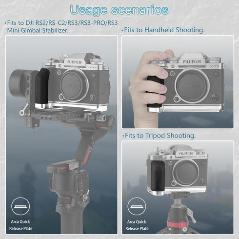 Haoge XT5 Handgrip for Fujifilm X-T5 Camera, Ergonomic Silicone Side Foregrip Handle with Built-in Arca Swiss Type Plate