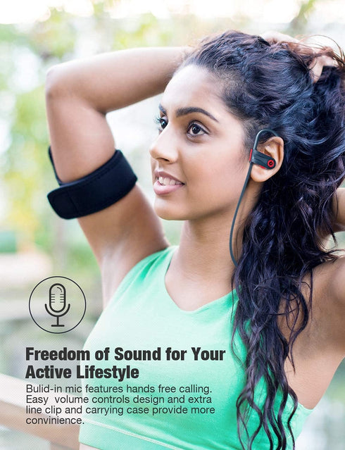 Otium Wireless Bluetooth 5.3 Sport Headphones, Built-in Mic, In Ear Running Headset with Earhooks, 16 Hours Playtime