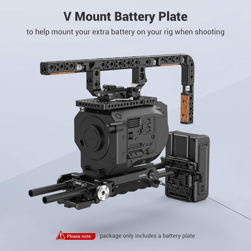 SmallRig Battery Plate with V-Lock Mount and Dual 15mm Rod Clamp for Camera Power Supply - 3016