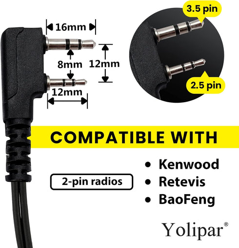 New HD-Mic Single-Wire Earpiece Surveillance Kit for Retevis BaoFeng, BTECH, Kenwood Walkie Talkie