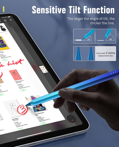 TiMOVO Stylus Pen for iPad, Apple Pencil 2nd Generation, Palm Rejection for iPad 2018-2024, Blue