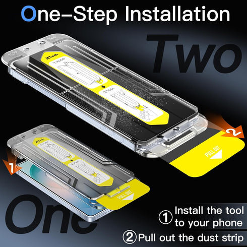 S26, 10-Second 9H 2-Pack JETech Screen Protector for Samsung Galaxy Easy Installation Kit with One-Step Alignment Tray