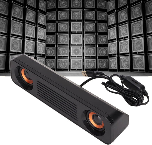 Wired Speaker HiFi Stereo Subwoofer USB Powered 3.5mm Plug Portable Desktop Long Speaker for TV Computer Tablet, Home Audio Theater Surround Sound System