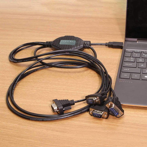 Gearmo 4 Port USB to Serial RS232 Adapter, FTDI Chipset, Supports Win 11, 10, 8, 7